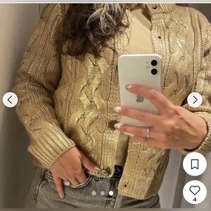 Zara Chunky Cable Knit Sweater - Gold